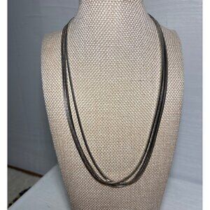 Triple Strand Necklace Silver Tone With Decorative Barrel Clasp 18"